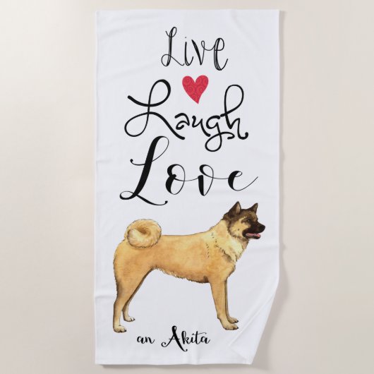 Live Laugh Love Akita Strandlaken (Voorkant)