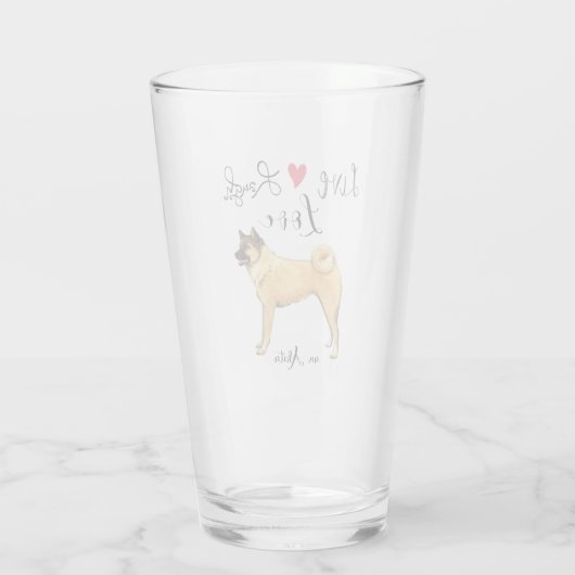 Live Laugh Love an Akita Glas (Achterkant)