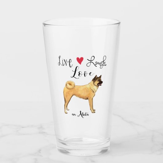 Live Laugh Love an Akita Glas (Voorkant)