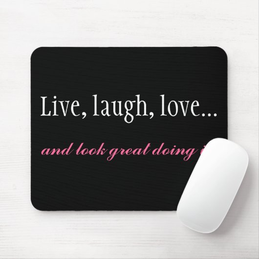 Live, Laugh, Love Black Computer Mousepad Muismat (Met muis)