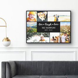 Live Laugh Love Black Photo Collage Canvas Afdruk