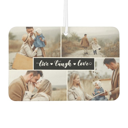 Live Laugh Love Black Photo Collage Luchtverfrisser (Voorkant)