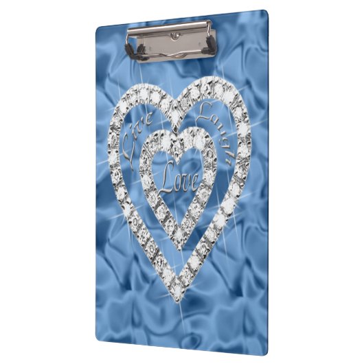 Live Laugh Love Blue Diamond Hearts Cliboard Klembord (Links)