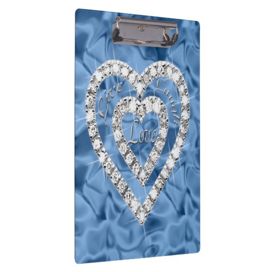 Live Laugh Love Blue Diamond Hearts Cliboard Klembord (Rechts)