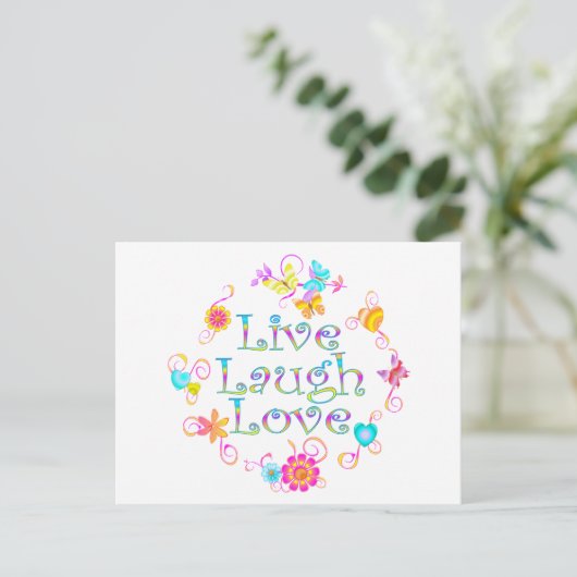 Live Laugh Love Briefkaart (Staand voorkant)