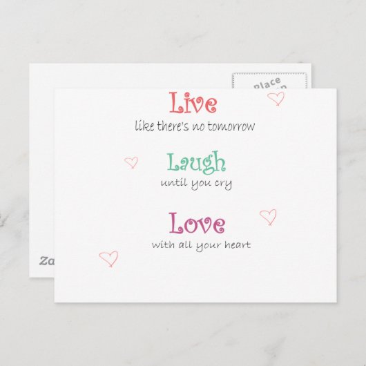 Live Laugh Love Briefkaart (Voorkant / Achterkant)