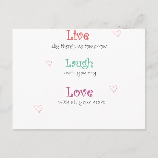 Live Laugh Love Briefkaart (Voorkant)