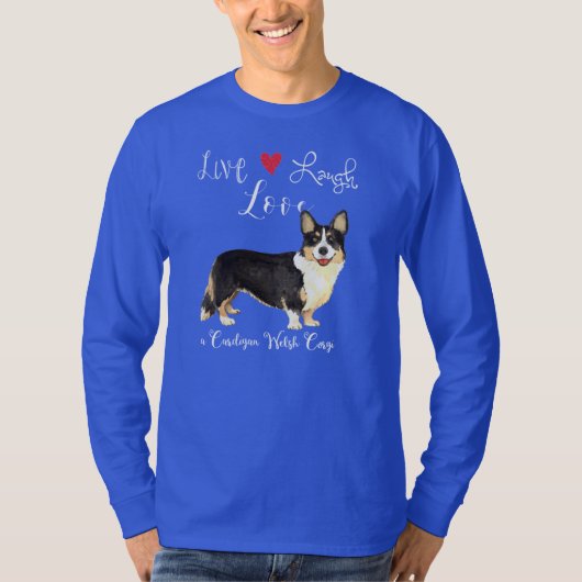 Live Laugh Love Cardigan Welsh Corgi T-Shirt (Voorkant)