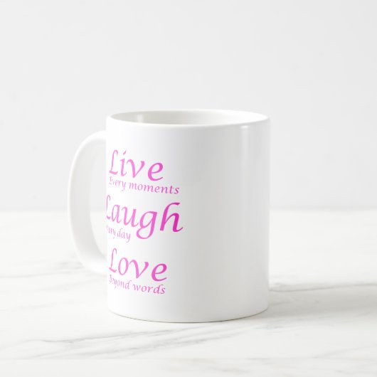 Live, Laugh, Love Coffee Mok (Voorkant links)