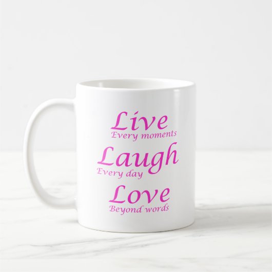 Live, Laugh, Love Coffee Mok (Links)