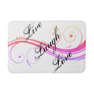 Live Laugh Love Colorful Swirls Bath Mat