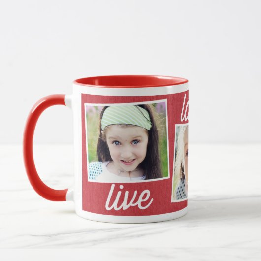 Live Laugh Love Custom Photo Mok (Links)