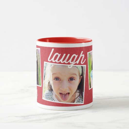 Live Laugh Love Custom Photo Mok (Midden)