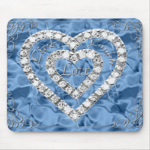 Live Laugh Love Diamond Heart Blue Muismat
