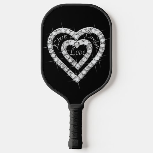 Live Laugh Love Diamond Heart Pickleball Paddle (Achterkant)