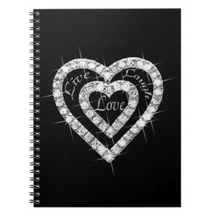 Live Laugh Love Diamond Heart Spiral Notitieboek