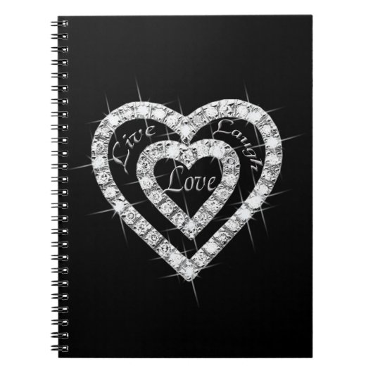 Live Laugh Love Diamond Heart Spiral Notitieboek (Voorkant)
