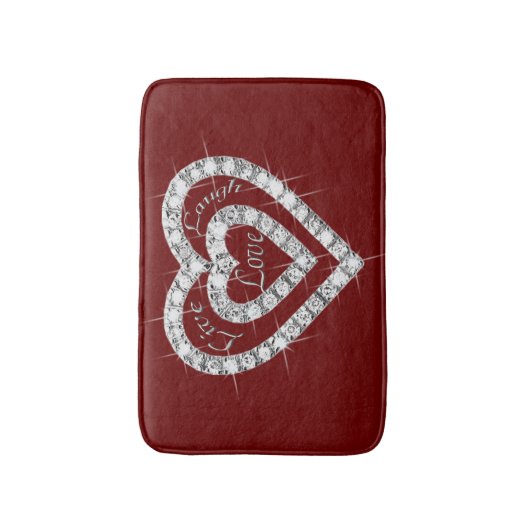 Live Laugh Love Diamond Hearts Badmat (Voorkant Verticaal)