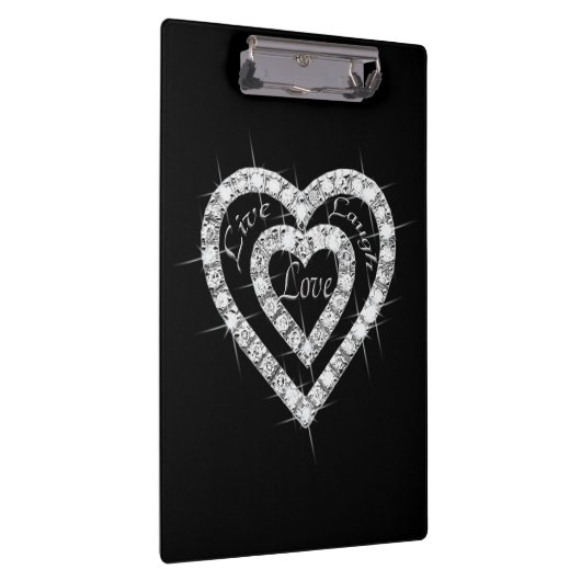 Live Laugh Love Diamond Hearts Clipboard Klembord (Rechts)