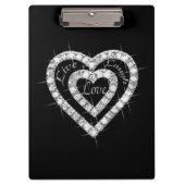 Live Laugh Love Diamond Hearts Clipboard Klembord (Voorkant)