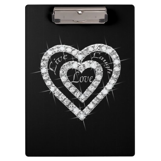 Live Laugh Love Diamond Hearts Clipboard Klembord (Voorkant)