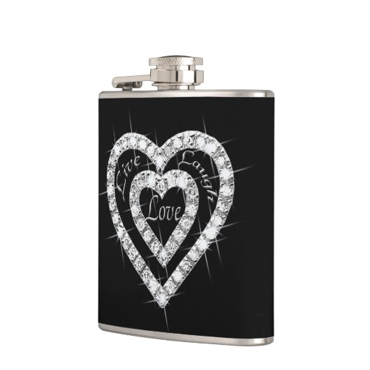 Live Laugh Love Diamond Hearts Flask Heupfles (Links)