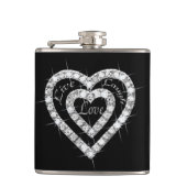 Live Laugh Love Diamond Hearts Flask Heupfles (Voorkant)