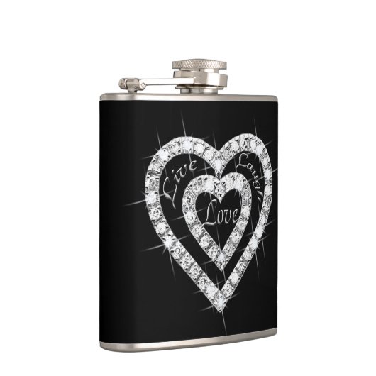 Live Laugh Love Diamond Hearts Flask Heupfles (Rechts)