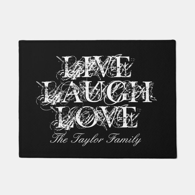 Live Laugh Love doormat met aangepaste familienaam Deurmat (Voorkant)