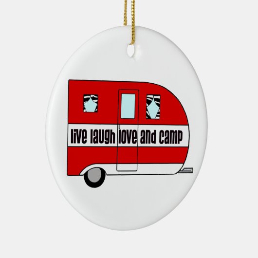 Live, Laugh, Love en Camp Keramisch Ornament (Rechts)