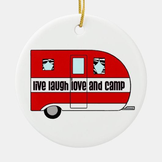 Live, Laugh, Love en Camp Keramisch Ornament (Voorkant)