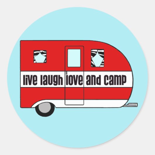 Live, Laugh, Love en Camp Ronde Sticker (Voorkant)
