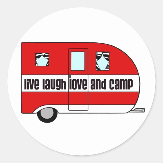 Live, Laugh, Love en Camp Ronde Sticker (Voorkant)
