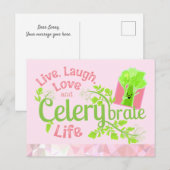 Live, Laugh, Love en Celerybrate Life Briefkaart (Voorkant / Achterkant)