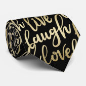 Live Laugh Love Faux Gold Lettering Black Stropdas (Opgerold)