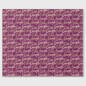 Live Laugh Love Faux Gold Lettering Dark Magenta Cadeaupapier (Vlak)