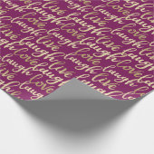 Live Laugh Love Faux Gold Lettering Dark Magenta Cadeaupapier (Hoek)