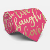Live Laugh Love Faux Gold Lettering Deep Pink Stropdas (Opgerold)
