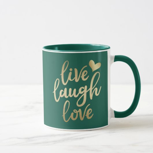 Live Laugh Love Faux Gold Lettering Hunter Green M Mok (Rechts)