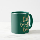 Live Laugh Love Faux Gold Lettering Hunter Green M Mok (Voorkant rechts)