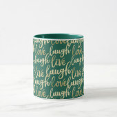 Live Laugh Love Faux Gold Lettering Hunter Green Mok (Midden)