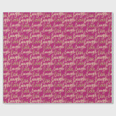 Live Laugh Love Faux Gold Lettering Magenta Cadeaupapier (Vlak)
