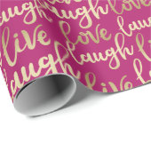 Live Laugh Love Faux Gold Lettering Magenta Cadeaupapier (Rol Hoek)