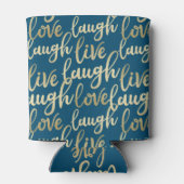 Live Laugh Love Faux Gold Lettering Ocean Blue Blikjeskoeler (Achterkant)