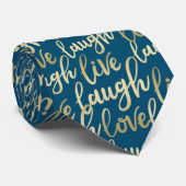 Live Laugh Love Faux Gold Lettering Ocean Blue Stropdas (Opgerold)