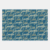 Live Laugh Love Faux Gold Lettering Pattern Inpakpapier Vel (Voorkant 3)