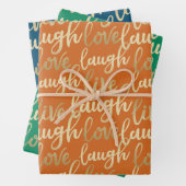 Live Laugh Love Faux Gold Lettering Pattern Inpakpapier Vel (In situ)
