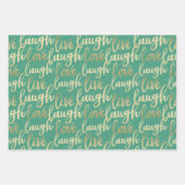 Live Laugh Love Faux Gold Lettering Pattern Inpakpapier Vel (Voorkant 3)