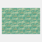 Live Laugh Love Faux Gold Lettering Pattern Inpakpapier Vel (Voorkant 2)