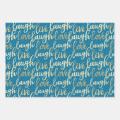 Live Laugh Love Faux Gold Lettering Pattern Inpakpapier Vel (Voorkant 3)